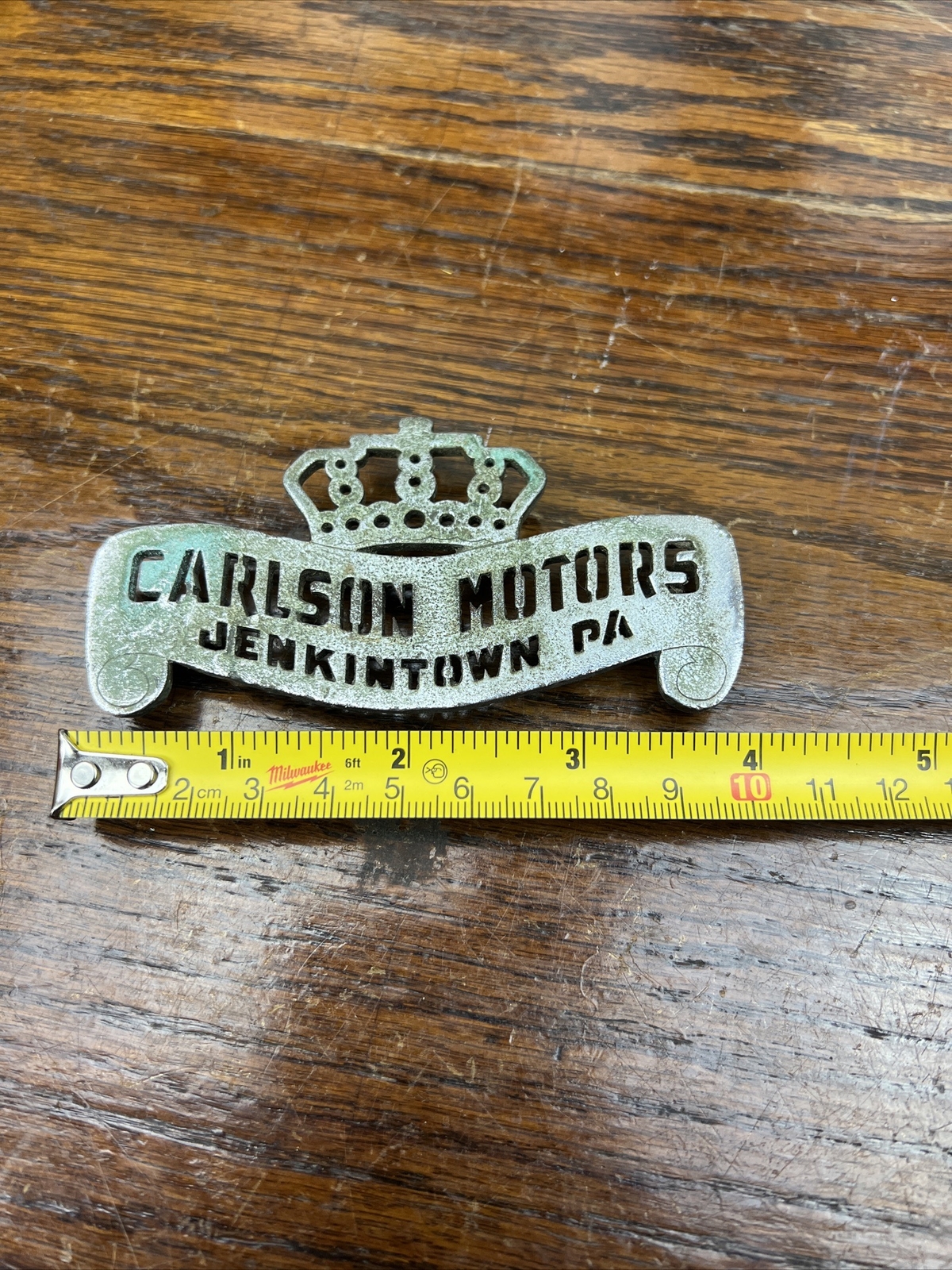 Vintage Carlson Motors Jenkintown PA Automobile Dealer Badge Brass