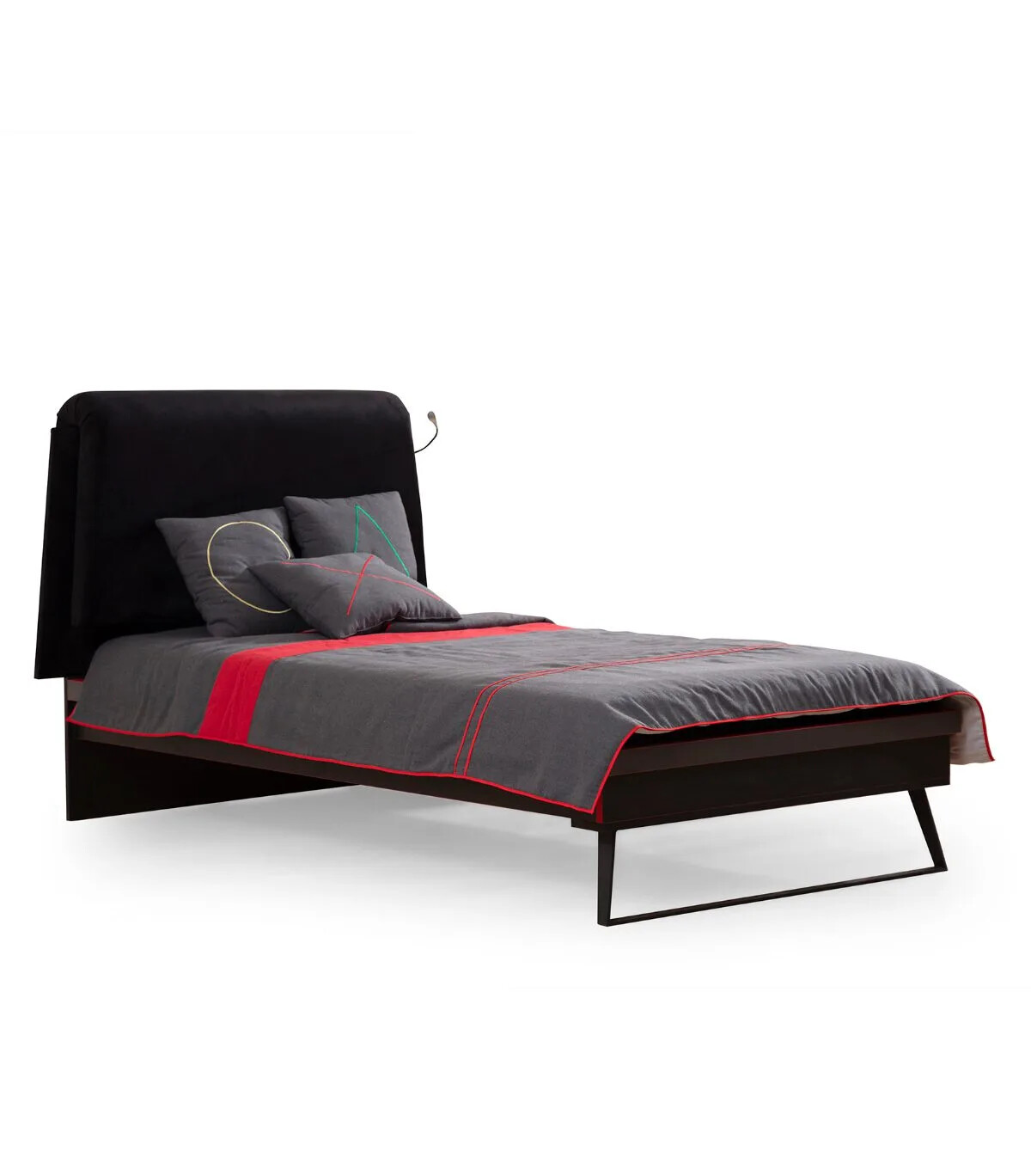 Cuna de diseño negra Cama individual de lujo Gamer Cama elegante