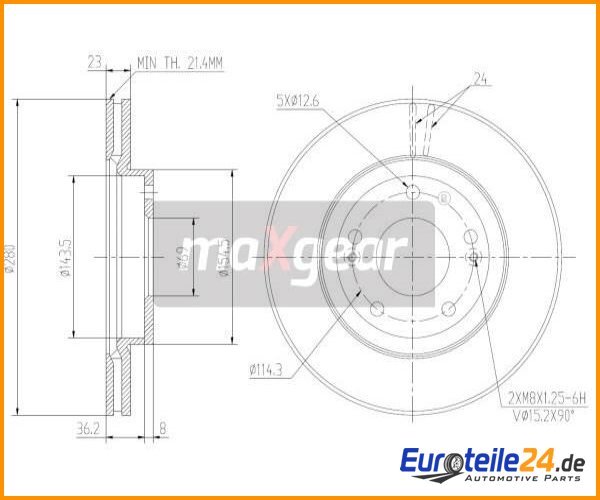 2 St. Bremsscheibe Maxgear 19-2217 Vorderachse FüR Hyundai-image