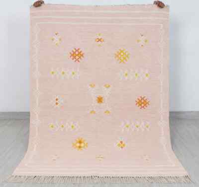 Rosa Bohemian Boho Marokkanischer Teppich Handgewebt Bohemian Dekor Inspirier...