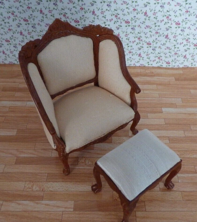 SILLÓN Y TABURETE HANSSON DELUXE Casa de Muñecas Miniatura Foto 2 de 4