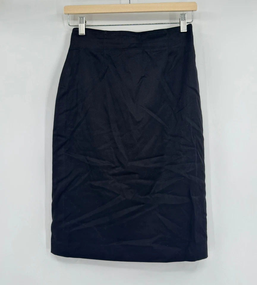 Falda lápiz recta midi negra 100 % algodón Max Mara para mujer talla 8 Foto 2 de 4