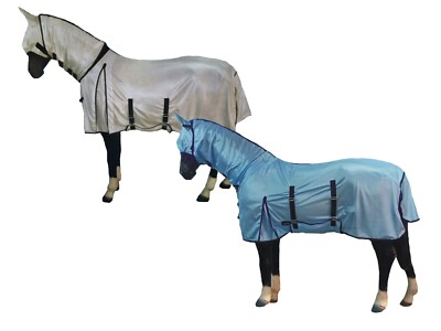 Pferdefliege Netzteppich mit Maske Pony Shetland, leichtes Regenlaken Vollhals