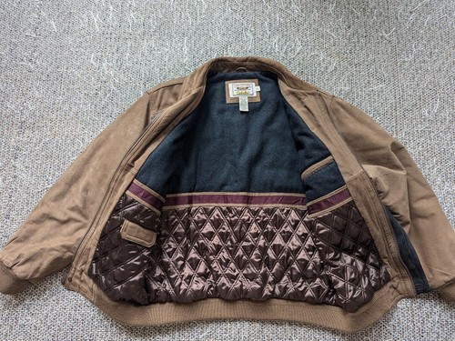 vintage CABELAS leather BOMBER flight jacket L brown SUEDE soft - Picture 3 of 10
