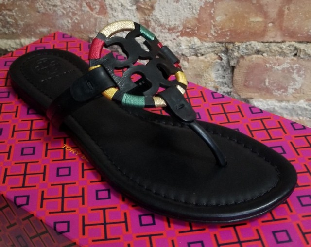 tory burch black flip flops sale