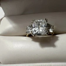 MID CENTURY ESTATE FIND 4ct Diamondite Vermeil Sterling Stunning Sz 6 Emeraldcut