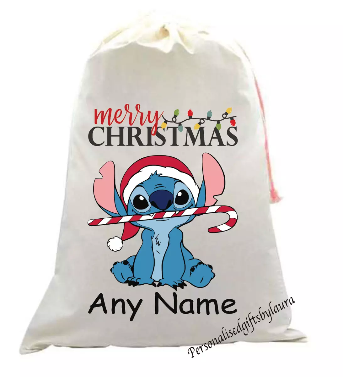 Personalised Stitch Lilo Christmas Santa Sack Bag Gift Santa