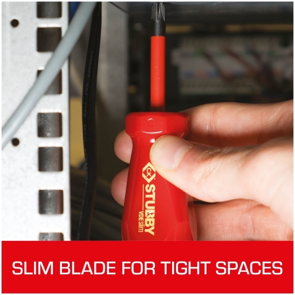 CK Tools T48344-055 Stubby VDE Slim Insulated 5.5mm Slotted Screwdriver