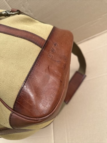 Ralph Lauren Madison Safari Traveler L Duffle Bag Canvas & Leather Khaki Cognac - Picture 14 of 21