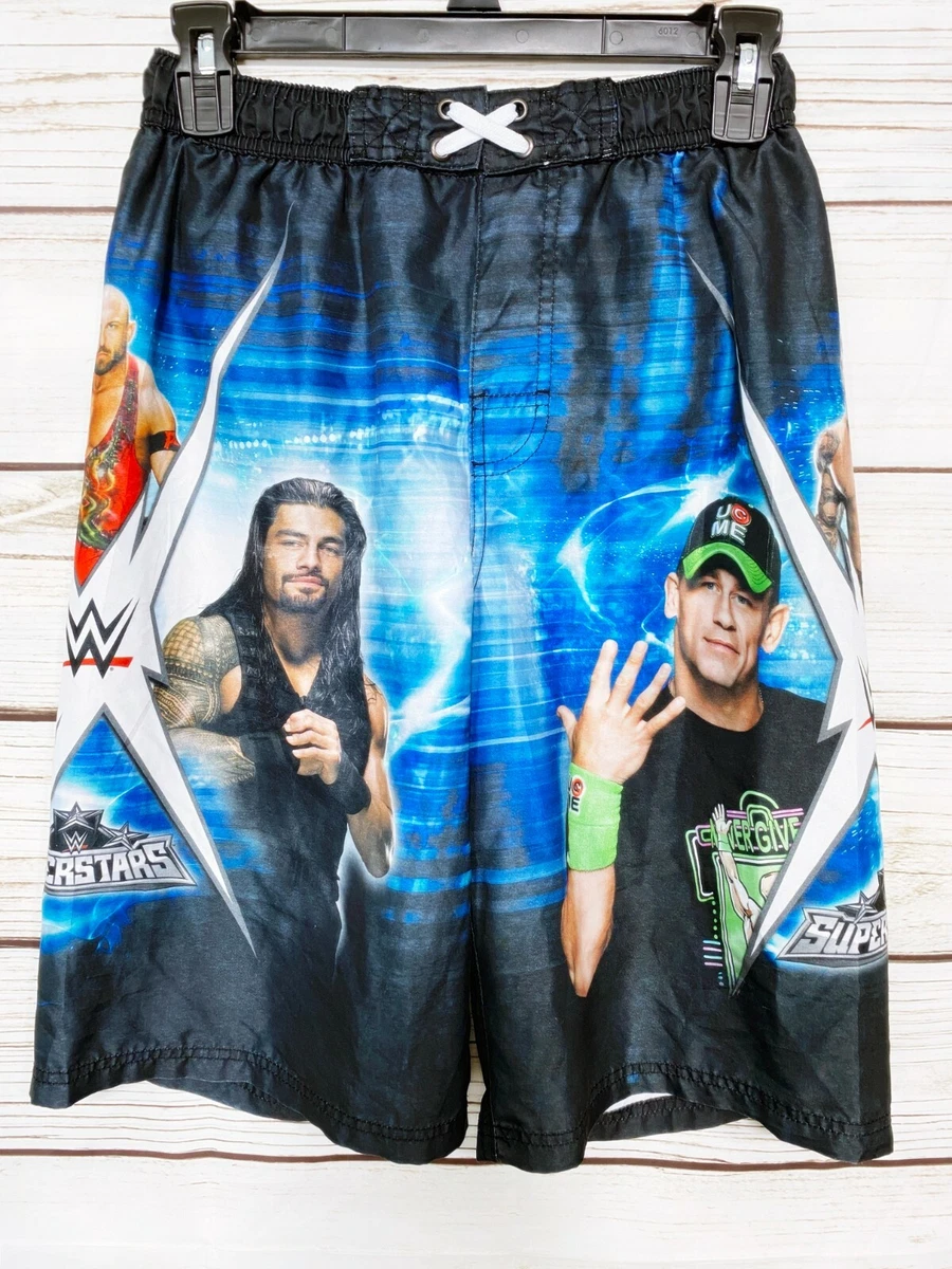 WWE Superstars Boys Swim Shorts Black Elastic Waist Wrestling Stars No Size Tag