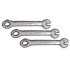 3-Pack Wrench Applique Patch - Tool Mechanic Construction Metallic Embroidered
