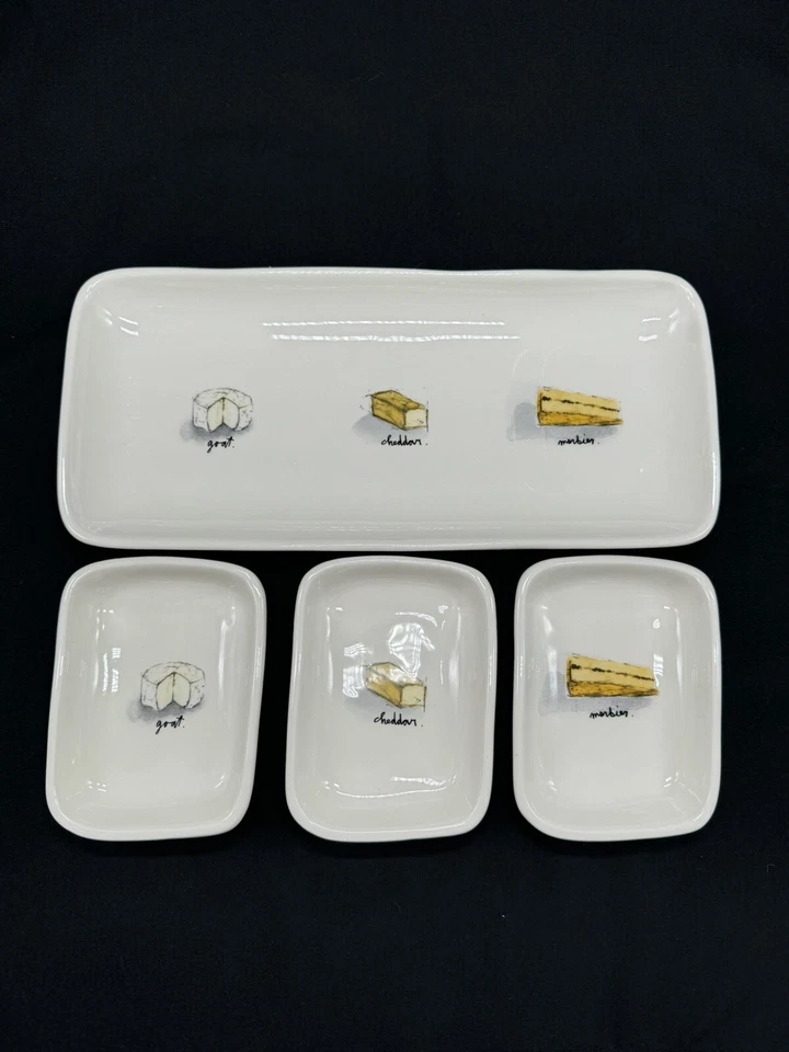 JUEGO Rae Dunn de Magenta - Bandeja de Queso + 3 Platos de Aperitivo Usado Foto 3 de 4