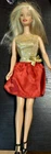 Barbie Vtg 1990's 2000's Barbie Gold Red Party Dress or Gown w/ High Heel Shoes
