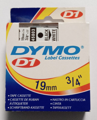 1x DYMO D1 Labelband 45803 Etikettenband 19mm X 7m BLACK / WHITE Dymo 2000, 5000