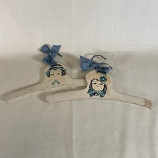 Two Vintage 1920's - 30's Blue Wooden Baby / Childs Dress Hanger