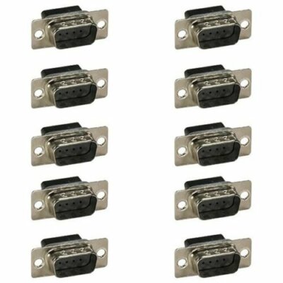 10 x DB9 D-SUB 9-Pin Male Crimp Pin Type RS232 Connector Assembly Cup Socket