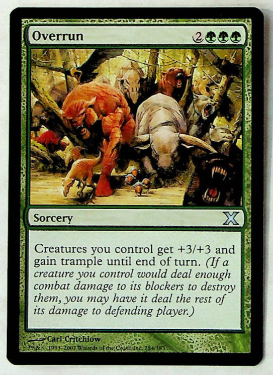 overrun cards mtg oracletag:overrun Scryfall Magic: The Gathering Search you may have it deal the rest of its damage to defending player or planeswalker.) # Overrun Magic 2010 (M10)