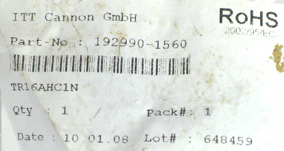 Abrazadera de cable circular ITT Cannon GmbH 192990-1560 tamaño 16. Nuevo TR16AHC1N RoHS Foto 2 de 2