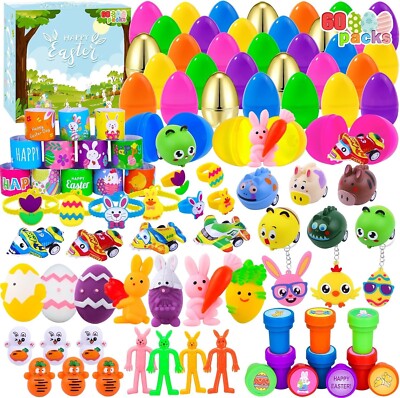 60pcs Pre Filled Easter Eggs with Party Favors, Easter Party Bag