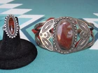 VINTAGE Near Sterling Coin Silver Bracelet  & Ring - 6 1/2 Inch - Size 5 Ring