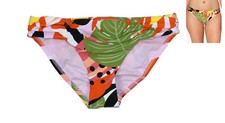 Bar III Women's Tropical Print Ruched Bikini Swim Bottom NWT Multicolor