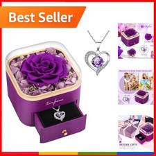 Birthday Gifts for Women Preserved Real Rose with Necklace Eternal