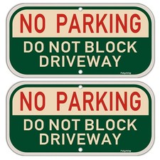 2 Pack No Parking Signs, 12 x 6" Do Not Block Driveway Sign, Se ales de no