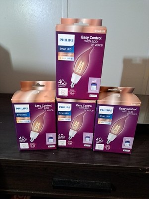 4 NEW Philips LED Candelabra E12 Bulb Smart White Wi-Fi Bluetooth 40 Watt(4)