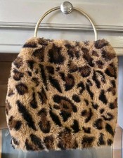 M & S Collection small brown furry leopard print handbag in very good condition