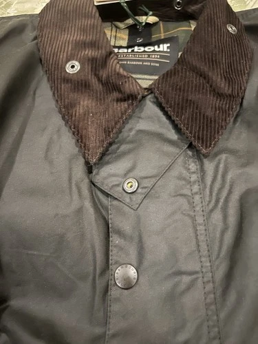 Rare Brand New with tags BARBOUR Men Border Wax Jacket hard to get size 46 Sage image 6