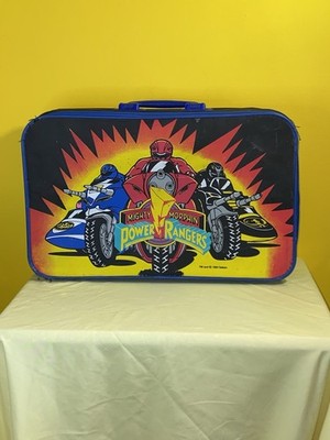 Mighty Morphin Power Rangers Kids Carry On Hard Shell Suitcase Black Blue Handle