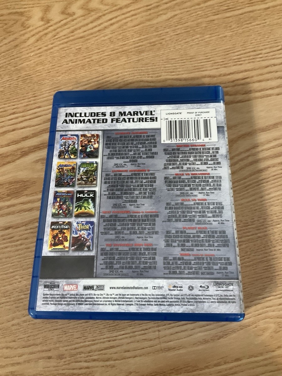 Marvel Animated Features 8 Film Movies Complete Collection Blu-Ray
