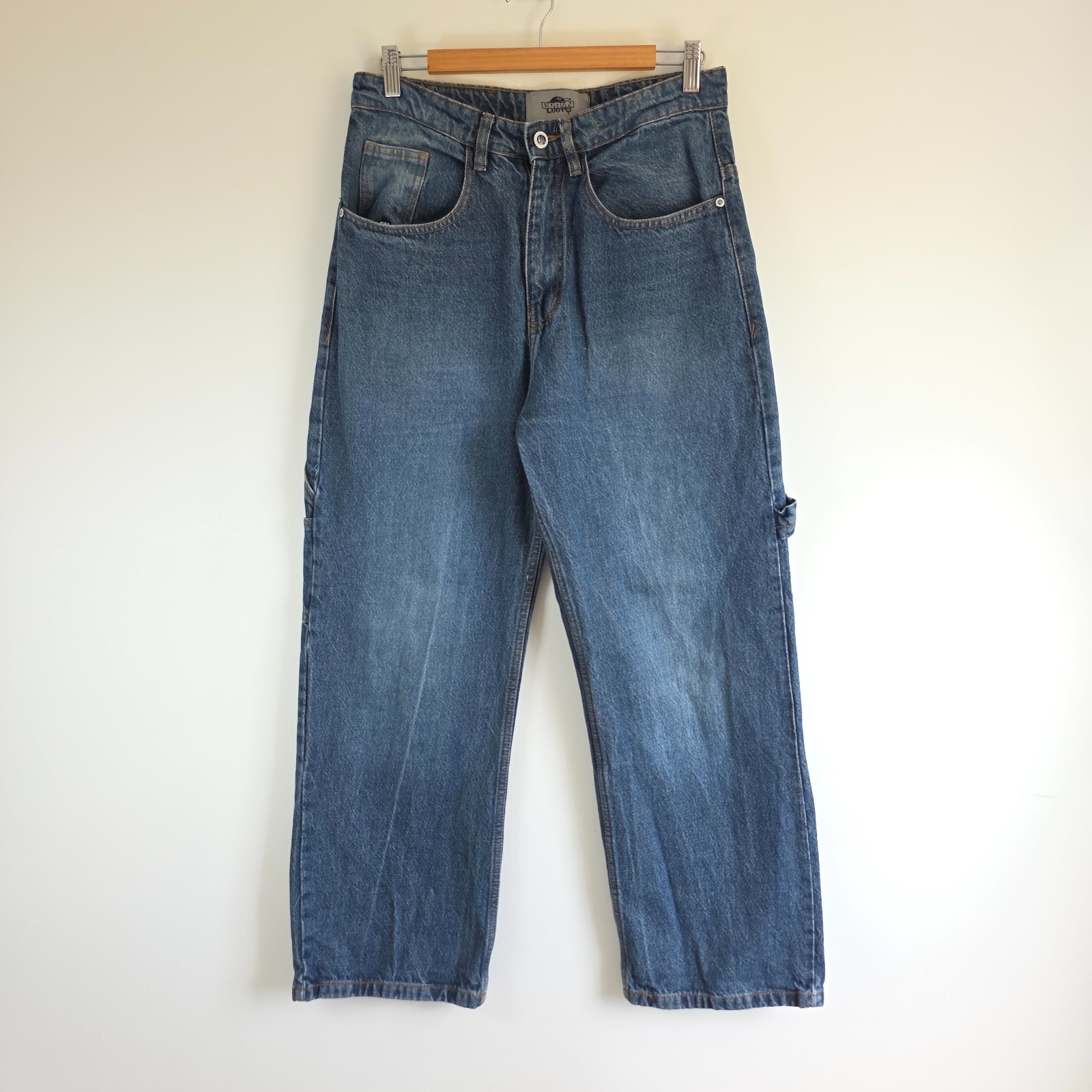 Urban Loops Baggy Carpenter Jeans Mens W30 L29 Blue Embroidered Japan Style image 2