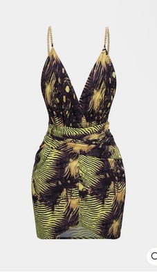 Micas Jungle Print Chain Strap Dress Size Large