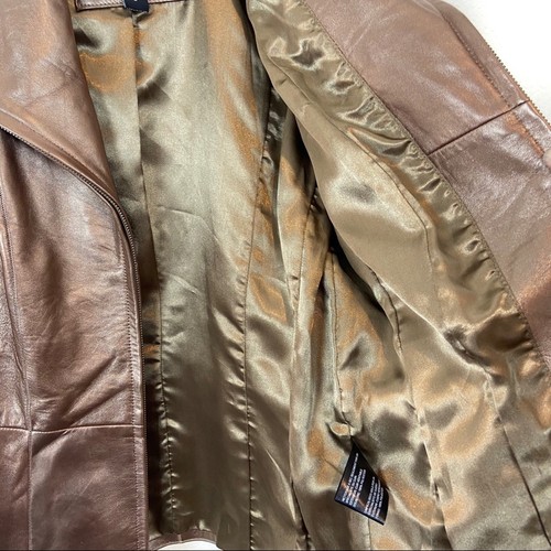 Bernardo Leather Jacket Copper Brown Women's Sz M Supple Shimmer Retro Vibe - Picture 5 of 15