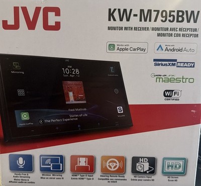 NEW JVC KW-M795BW, 2-DIN Digital Media Receiver, w/ Apple CarPlay & Android Auto
