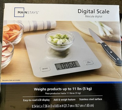 Mainstays Digital Stainless Steel Surface Kitchen Scale Up To 11 Lbs