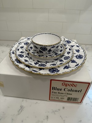SPODE BONE CHINA BLUE COLONEL 5 PIECE PLACE SETTING 
