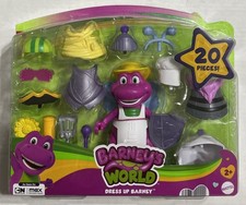 New Fisher Price Barney  s World Dress Up Barney 6  Figure NIP 20 Pieces 