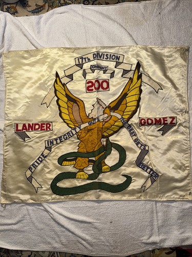 Military Silk Banner Flag Lander Gomez 17th Division Co 200 Iconic Handmade