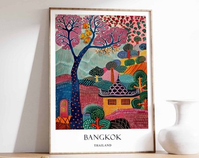 6_Bangkok Poster, Thailand Poster, Reiseposter, Stadtposter, asiatische Deko, Süd
