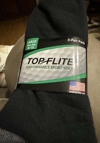 Top Flute Performance Sport Men’s Socks 3 Pairs Large Black - Picture 2 of 4