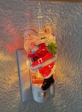 Whimsy Santa Chimney Teddy Bear Night Light For Christmas, Works EUC