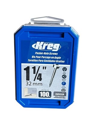 Kreg Pocket-Hole Screws 1-1/4in 32mm Pan Head #2 Square Drive Zinc