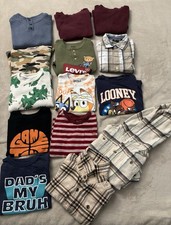 Bundle of 14 Pieces of Assorted Kids Graphic and Plaid Shirts Size 4T