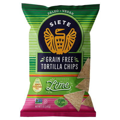 Siete Family Foods Tortilla Chips, Hint of Lime flavor, 5 oz bag