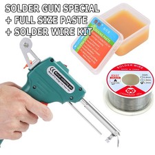 60W Soldering Iron Gun Kit Adjustable Temperature Welding Solder Wire Flux Paste