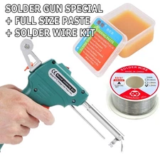 60W Soldering Iron Gun Kit Adjustable Temperature Welding Solder Wire Flux Paste