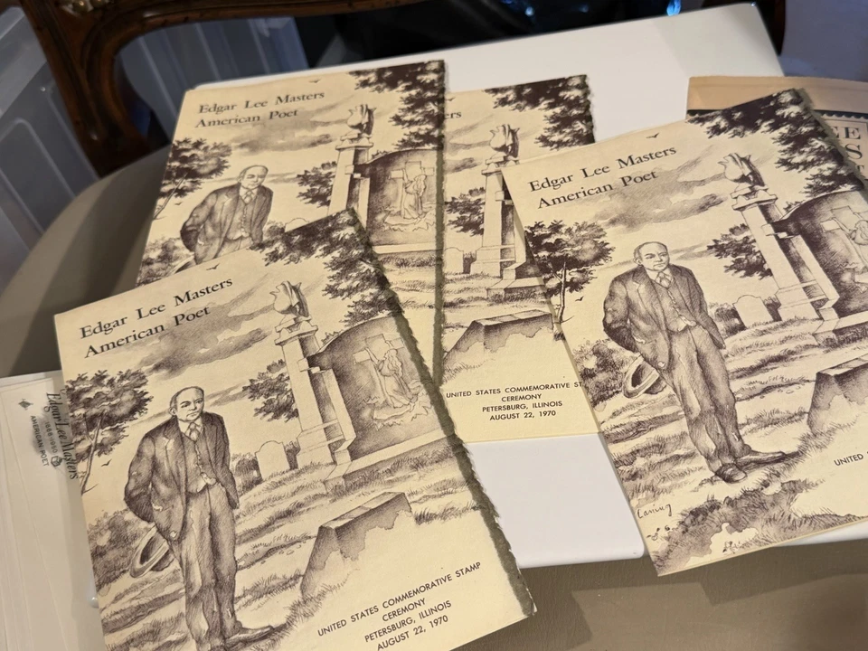 Rare 1970 Edgar Lee Masters Stamp Collection FDCs Proclam Programs Petersburg IL - Image 4 of 4