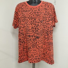 New Aeropostale T-Shirt Mens Size XL Orange/Black Geometric All Over Design Y2K 